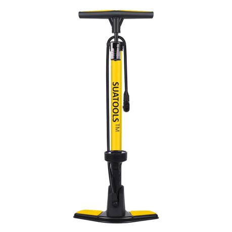 SuaTools - 160PSI Bicycle High Pressure Floor Pump with Gauge - Yellow Image