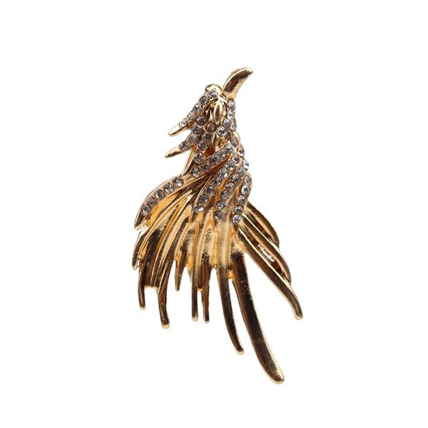 Silver Fringe Feather Brooch