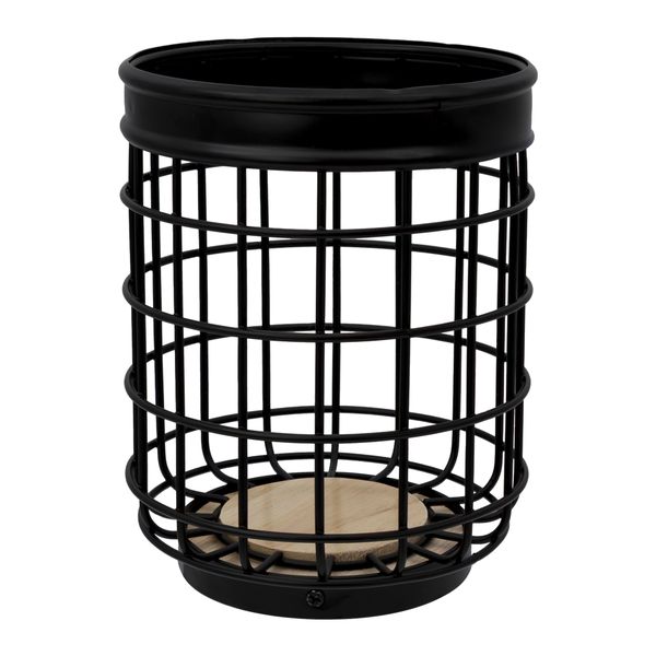Regent Utensil Holder - Black Wire &amp; Wood