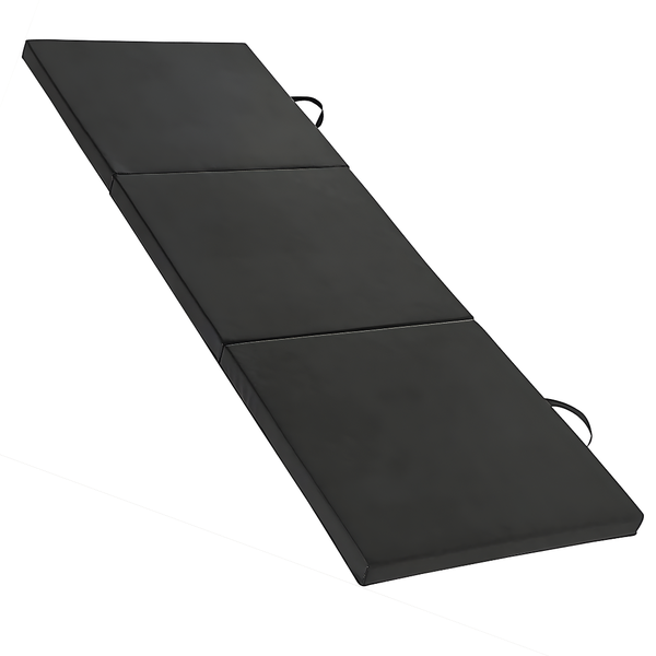 Portable PU Leather Tri-Fold Yoga Mat with Anti-Slip Surface and Handle