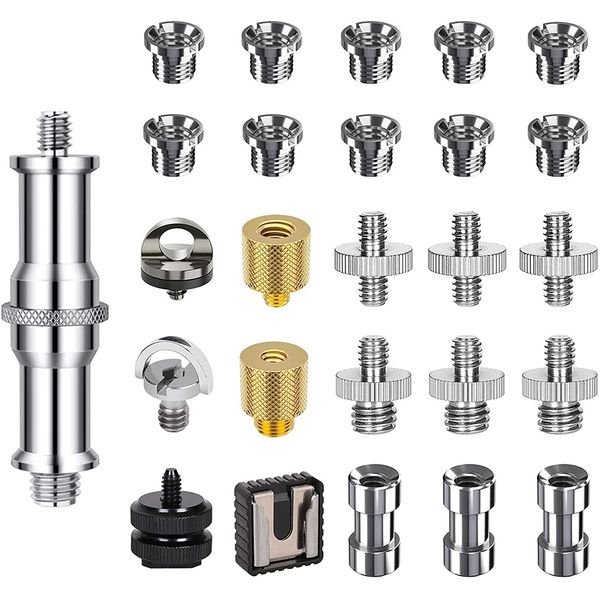 26-in-1 1/4" and 3/8" Converter Threaded Screws Adapter for Camera Tripod