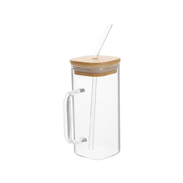 Portable Transparent Square Glass Mug - 450ml - IF-94