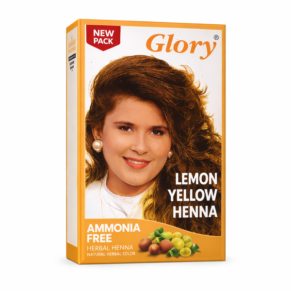 Glory Henna Natural Hair Dye - Ammonia Free - Lemon Yellow - 1 Box