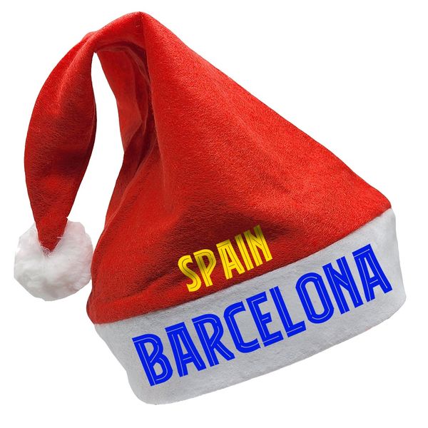 Bufftee Barcelona Spain Christmas Santa Hat - Classic FCB Xmas Party Hat