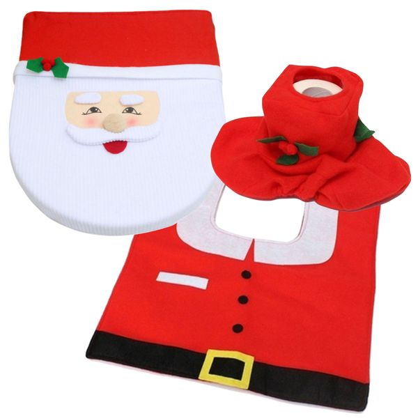 Home Decor Christmas Bathroom Cover 3 Piece Ornamental Toilet Seat Cover