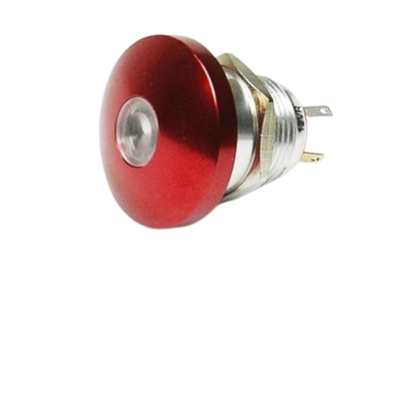 AVP16M-M1SDR12 16mm Momentary Mushroom Switch Red LED IP65