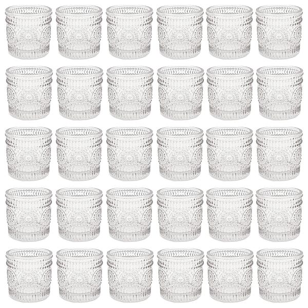 30 Pack Vintage Glass Tealight Votive Candle Holders For Table Centerpieces