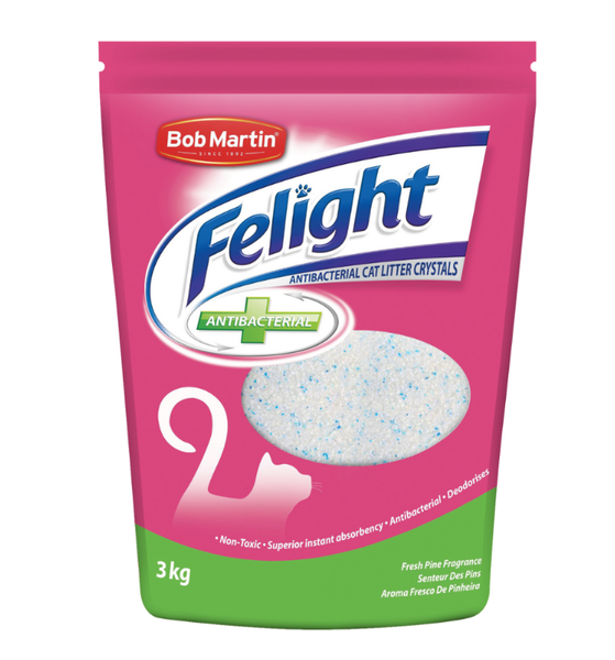 Bob Martin - Felight 3kg Cat Litter Crystals, Anti-Bacterial Pine Scent