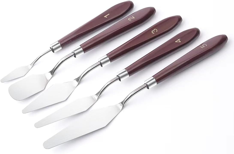 Stainless Steel Spatula Palette Knives Set - 5 Piece with Beechwood Handle