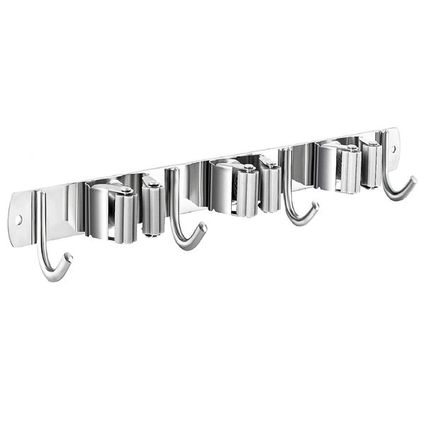 Mop And Broom Hanger Wall Mount 3 Racks 4 Hooks For Hanging Brooms And Mops