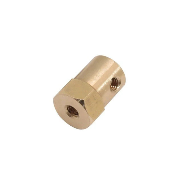 CMU Hex Shaft Coupling 18mm x 8mm Brass for DC Gear Motor to Wheel