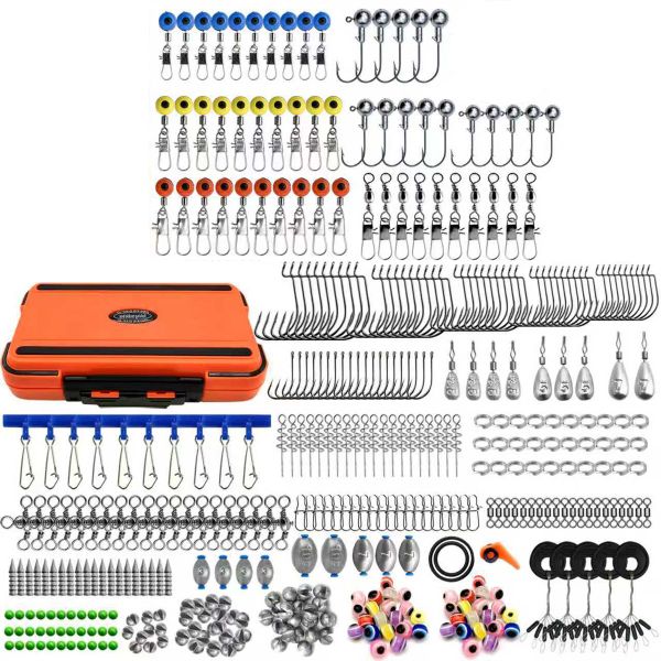410Piece Fishing Accessories Kit With Fishing Weights Sinkers Fishing Hooks