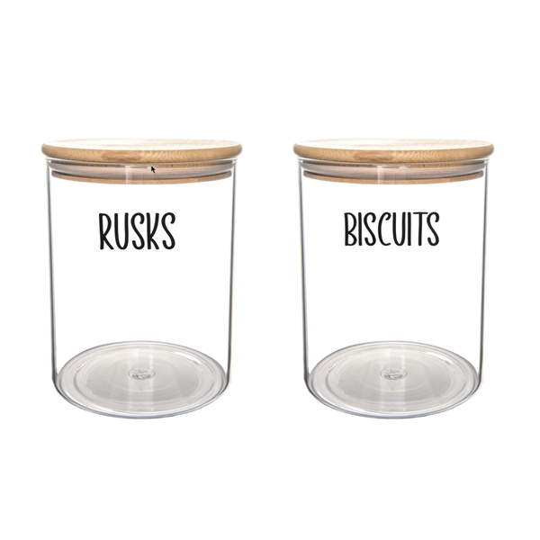 Glass &amp; Bamboo Biscuit and Rusk Canister