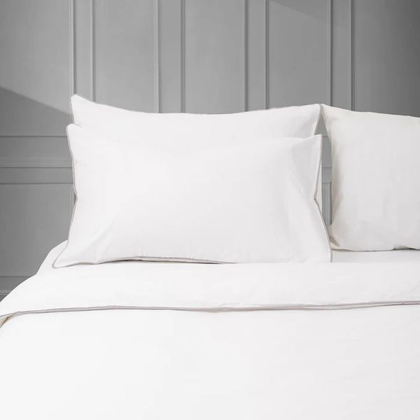400 Thread Count Egyptian Grey Piped Edge Duvet Cover Set