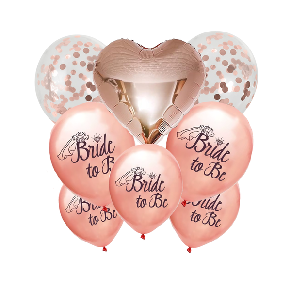 Bride-to-Be Balloon Assembly - Elegant Bridal Celebration Decor - 8pc- Pink