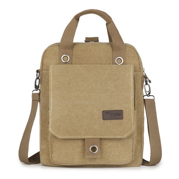 Canvas Material Pure Colour Message Bag-khaki