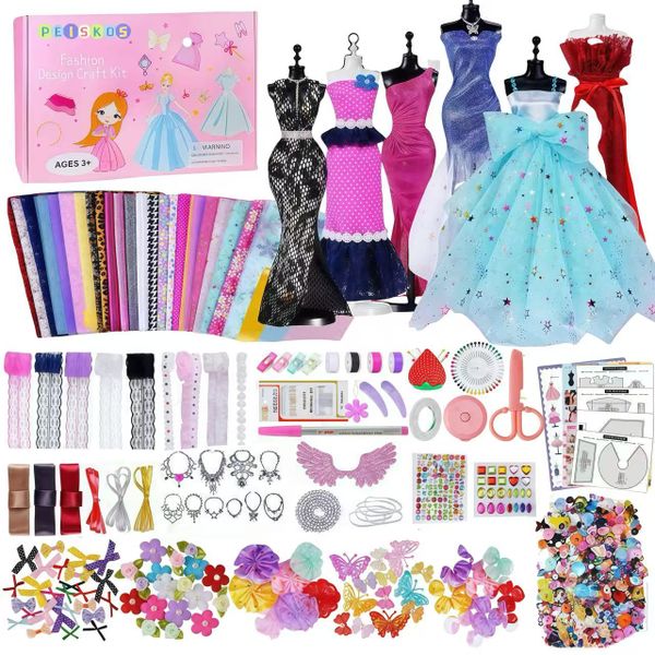 PEISKOS 500+PCS Fashion Designer Sewing DIY Toys Crafts Kit for Girls Gifts