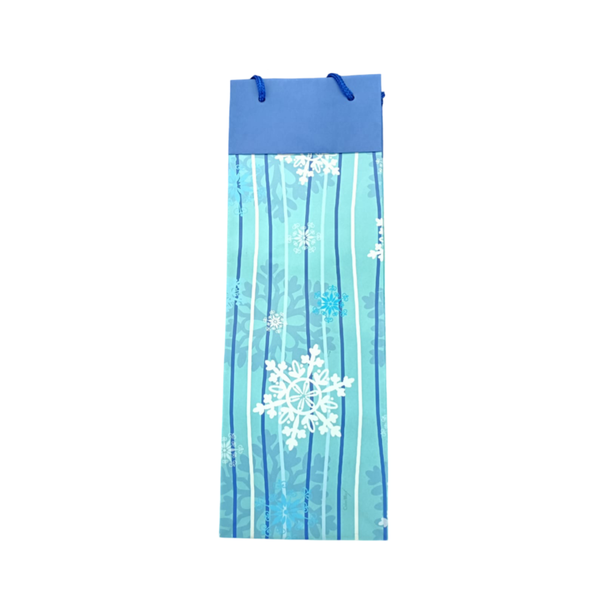 Blue Stipes &amp; Snowflake Christmas Wine Bag - Pack of 10