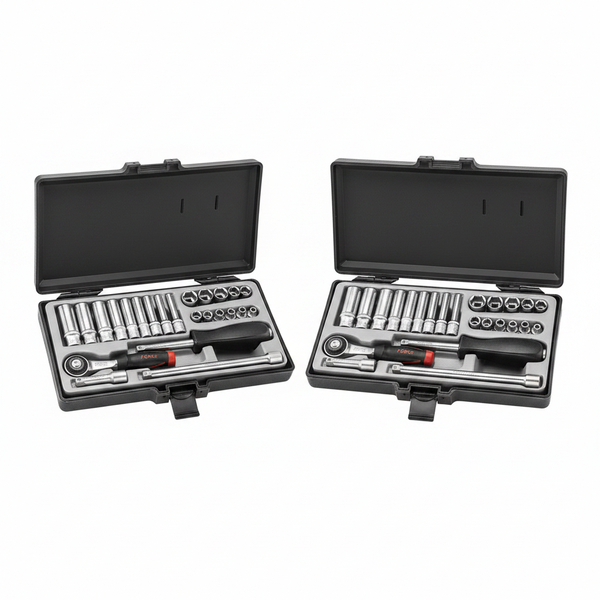 Force 1/4 Inch Drive 24 Piece Socket Set 4-13mm with 72 Tooth - 2 Pack