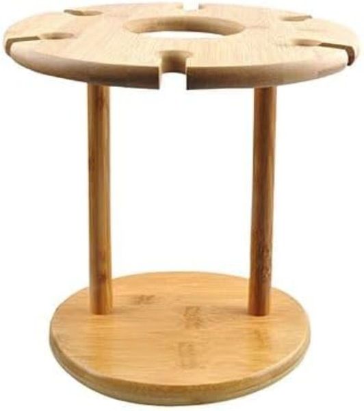 Wooden Wine Bottle and Glass Holder Stand