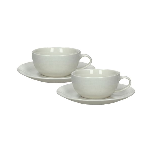 Tognana Breakfast Cup &amp; Saucer Victoria Bianco - Set of 2