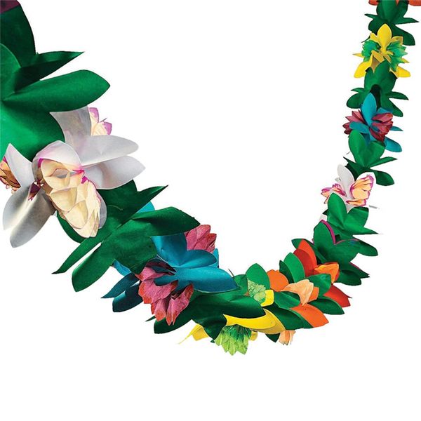 Tissue Paper Flower Garlands Hawaiian Lei Necklace Party Decor