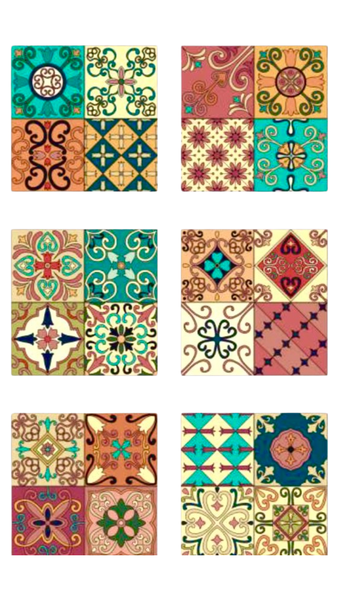 Vinyl Wall Tiles with Lamination - Mandala Twirly Heart