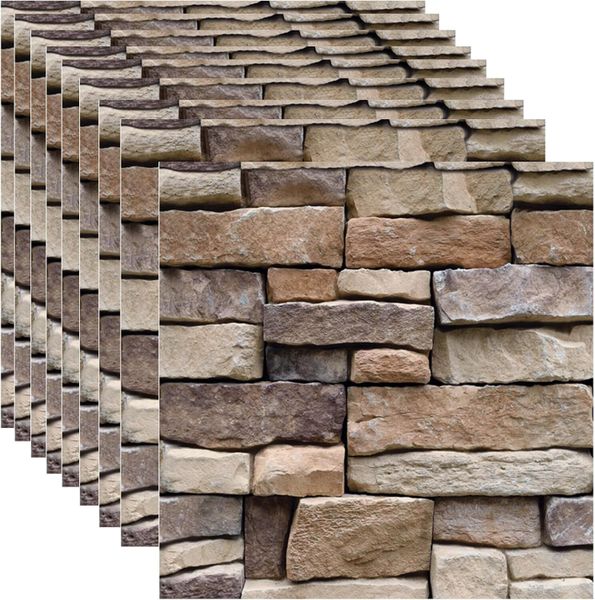 10 Pack 3D Wall Panels Peel and Stick, 3D Brick Wallpaper Peel