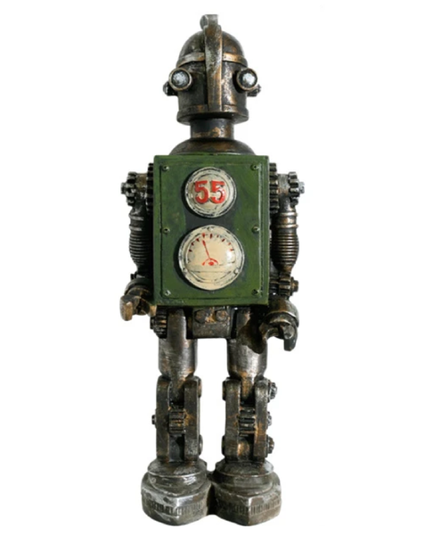 Decor Mechanical Punk Bot Statue Retro Resin Robot for Desk Shelf (27.5cm)