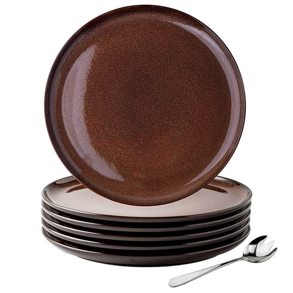 Set of 6 - Modern Glossy Reactive Glaze Porcelain Dinnerware Plates 25cm