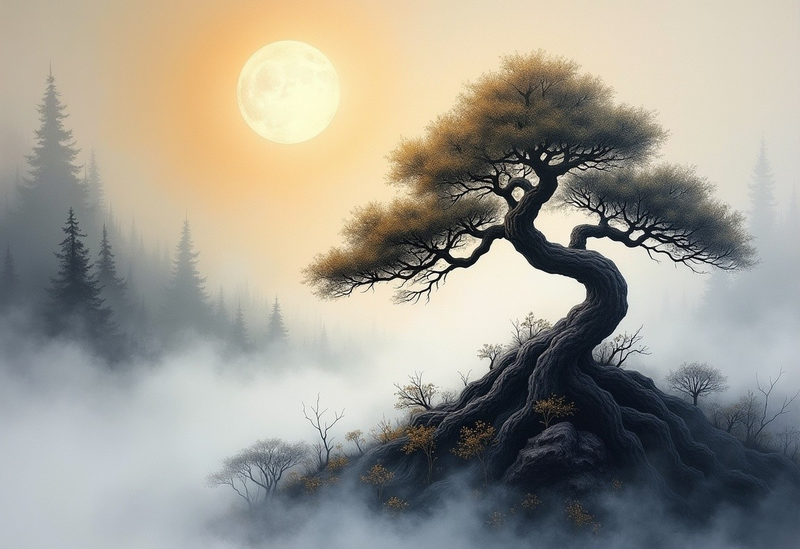 Modern Canvas Wall Art Home Decor - Pine Tree Sunrise