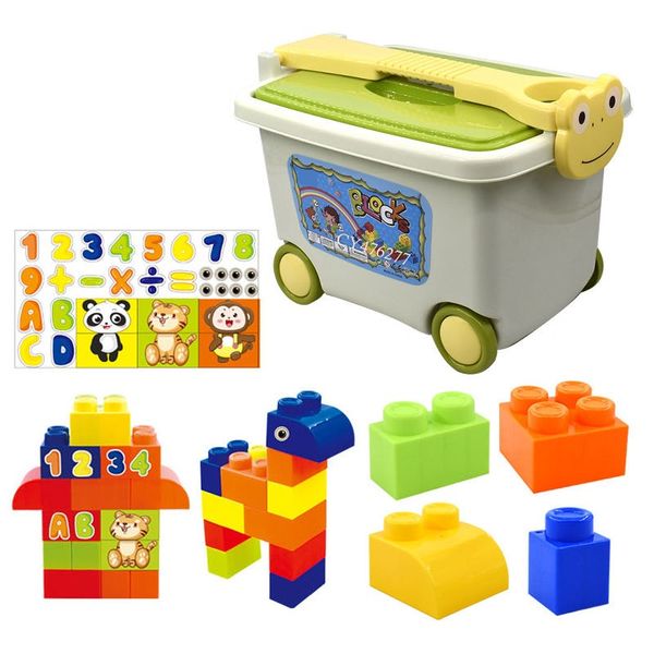 BABY Building Blocks Bucket Puzzle Blocks Trolley - 72 Pcs E0030 - Green