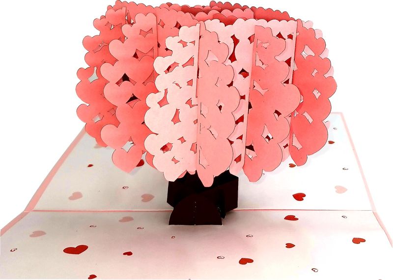 Pink Love Tree With Hearts 3D Pop-Up Greetings Card