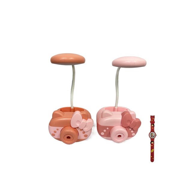 Cute Piggy LED Rechargeable Night Lamp With Pencil Sharpener 2 Pieces and Watch