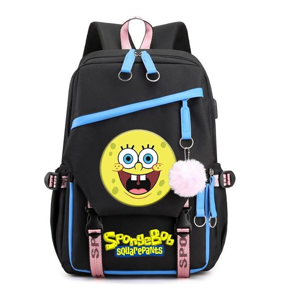 Cartoon Student Backpack SpongeBob Patric Star Cute Canvas Schoolbag