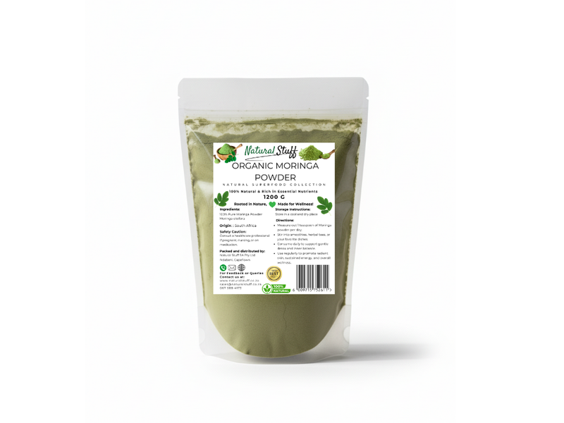 Natural Stuff Organic Moringa Powder 1200g - Energy &amp; Wellness Support