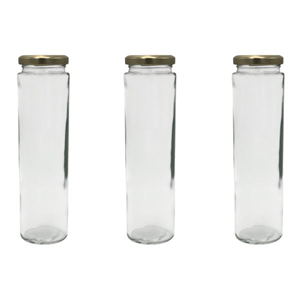 3Piece Jar 450ml Pasta Glass Round Tall with Lid
