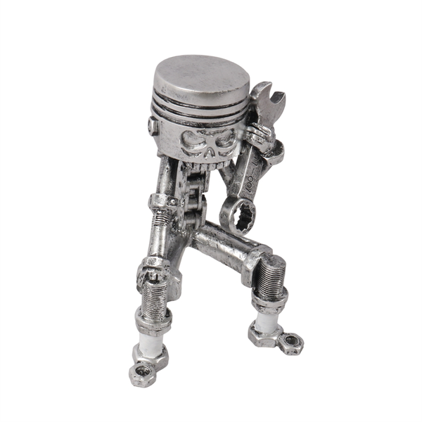Handmade Piston Man Skull Face Art Figurine Office Decor Ornament-A