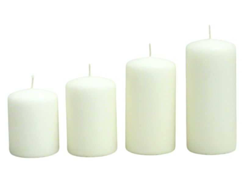 White 4-Piece Unscented Candles Sizes 7.5,9,11 &amp; 15cm