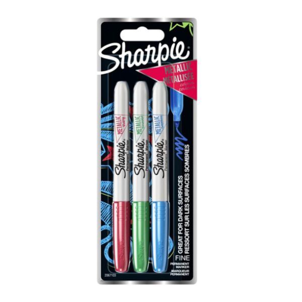 Sharpie Metallic Permanent Markers Fine Point - 3 Pack Assorted Colours