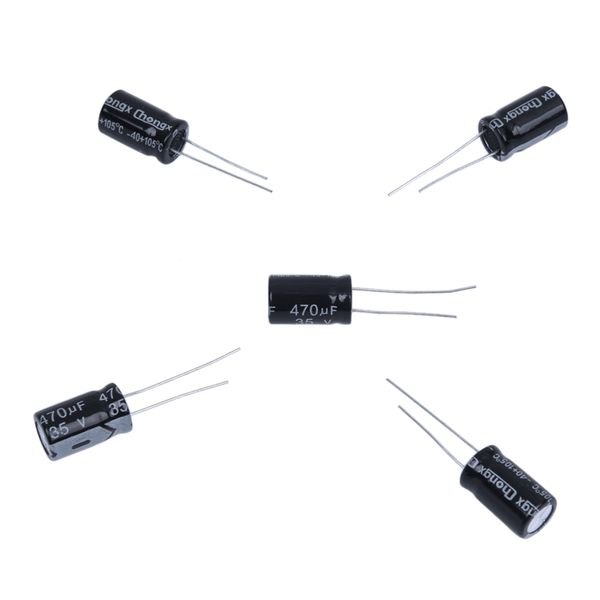 5 Pcs 35V 470Uf Electrolytic Capacitor 10 x 17 Mm Compatible with Universal