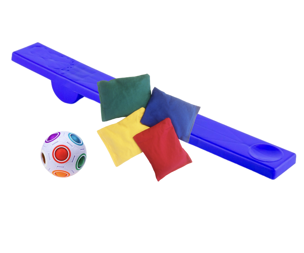 Kids Flip 'N Catch Bounce Bean Bag Game & Color Bright Puzzle Ball