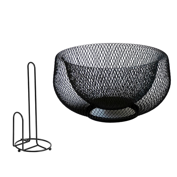 Stainless Beautiful Fruit Basket and Towel Holder Combo