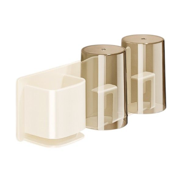 Wall-Mounted Bathroom Organizer with 2 Inverted Cups - White