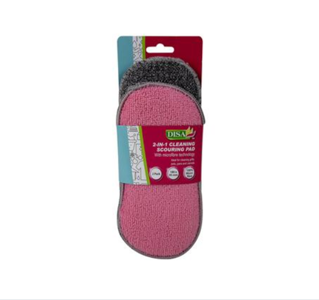 Disa - 2 Pack Micro Fibre 2 in 1 Cleaning Scouring Pad x 2