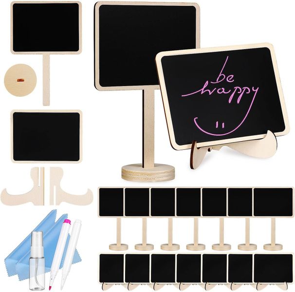 Mini Chalkboard Signs with Easel Stand, 10 Small Chalk Boards