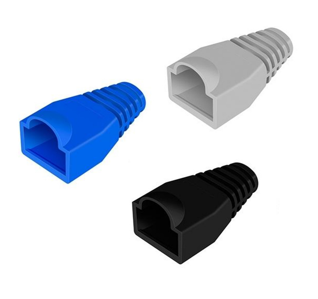 Network Cable Boots Cap Cover for RJ45- 50 of each ( Black, Blue &amp; Grey)