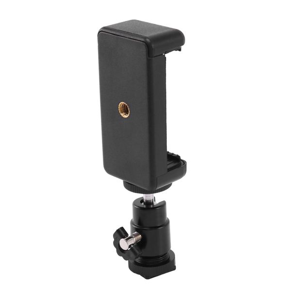 2 In 1 Mobile Phone Clip Holder 360 Ball Head Hot Shoe Adapter Mount