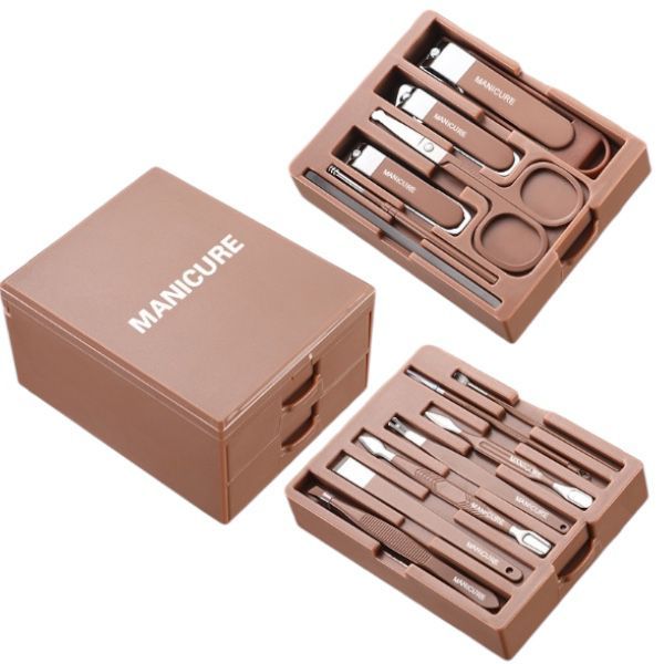 13 Piece Carbon Steel Anti-Splash Manicure Tool Nail Clipper Set Mirror Box