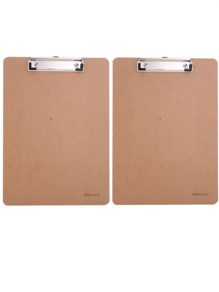 DELI 2PCS A4 Clipboard MDF Brown- Durable Board with Low-Profile Clip